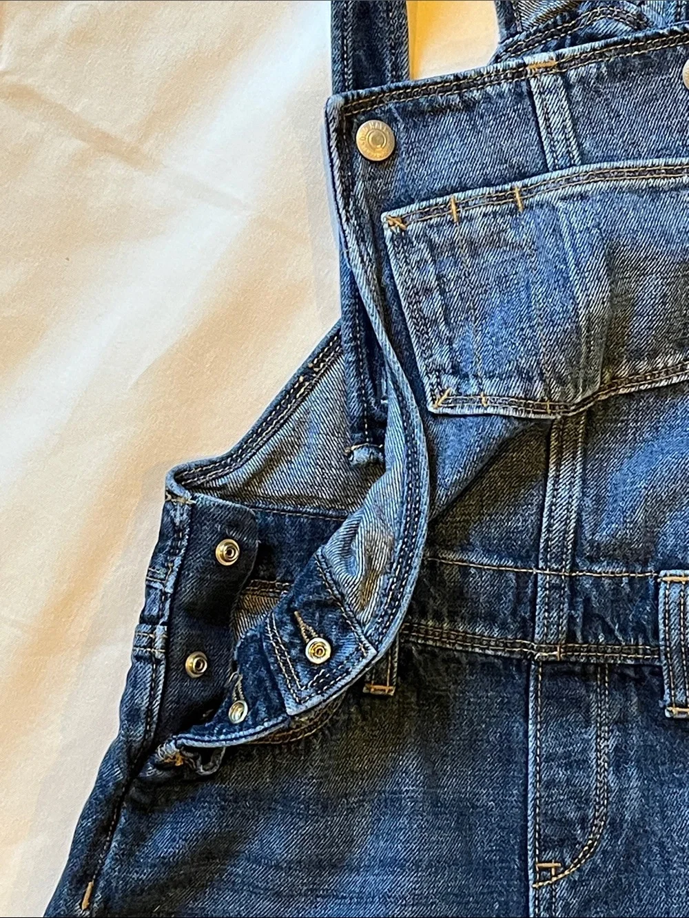 Kids Denim Short Bib Overalls - Dark Blue Adjustable Straps